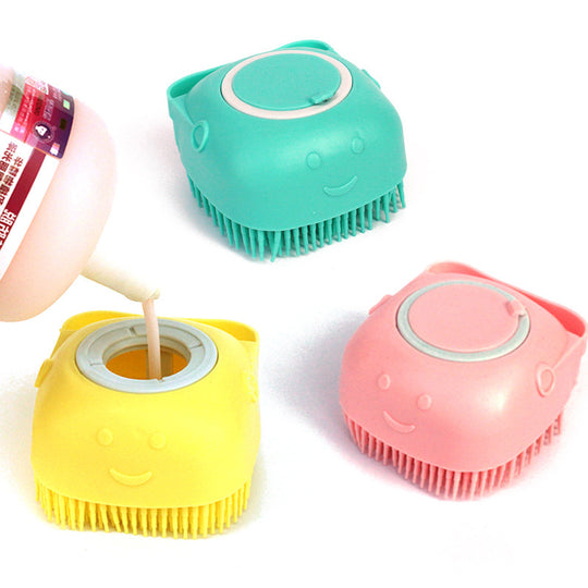 Pet Bath &amp; Massage Brush with Built-In Shampoo Dispenser