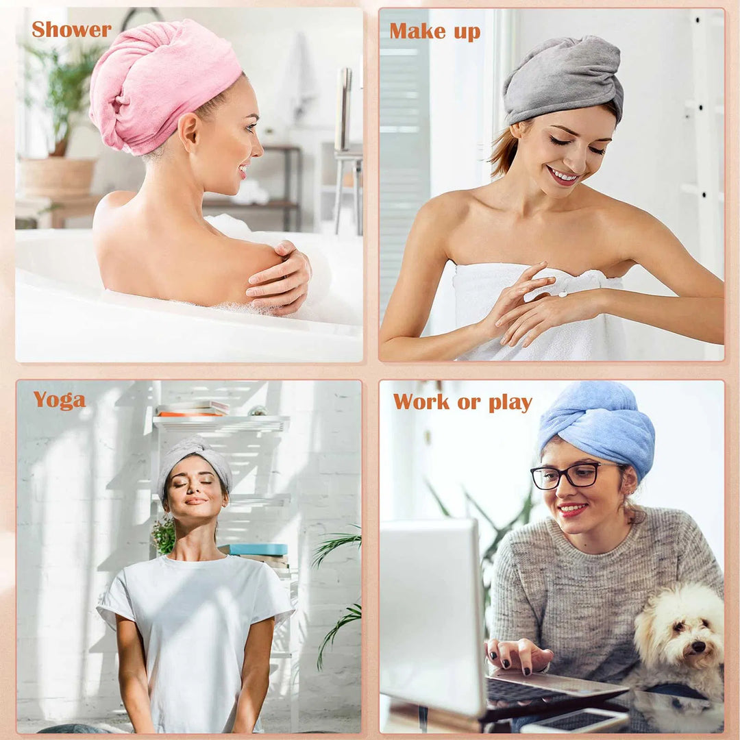 3-Pack Microfiber Hair Towel Wraps