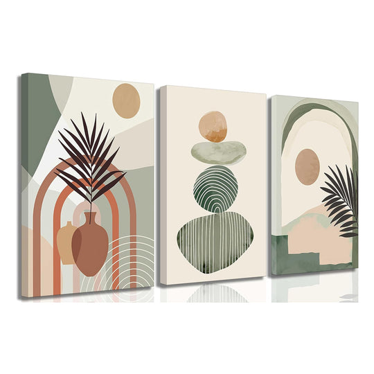 3-Piece Framed Boho Canvas Wall Art Set