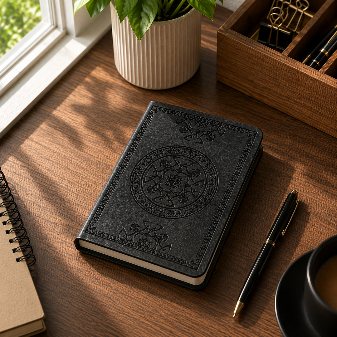 Vintage Pattern Leather Notebook – A6 Journal