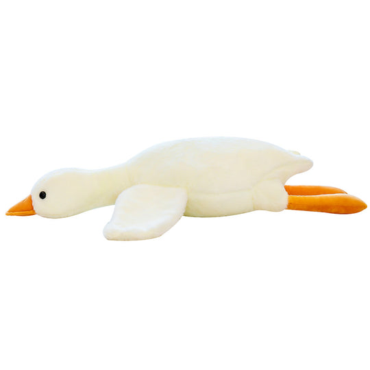 Plush toy duck on a white background