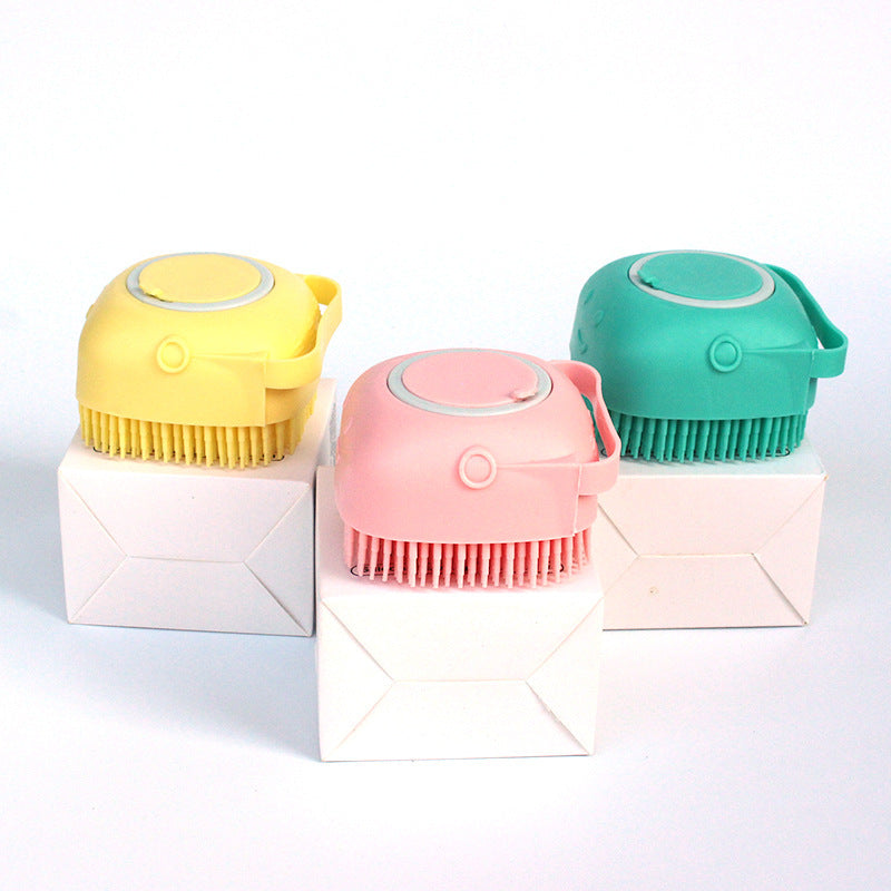 Pet Bath & Massage Brush with Built-In Shampoo Dispenser