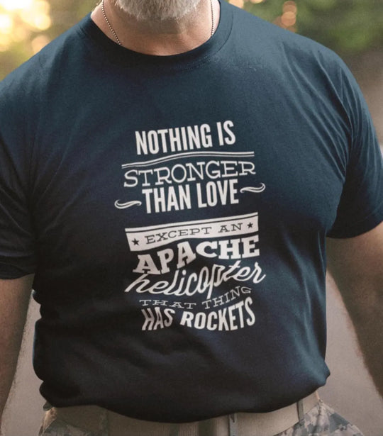 Person wearing a black t-shirt with a humorous text design.