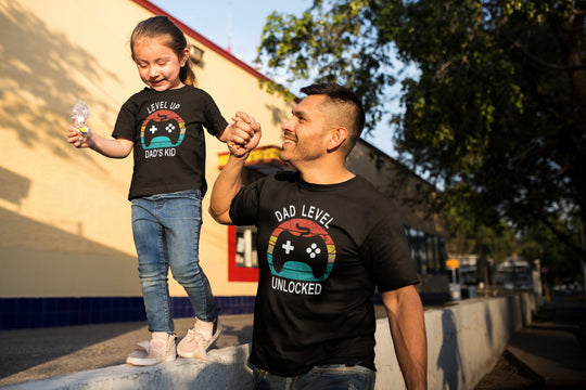 Matching Dad Level Unlocked T-shirts