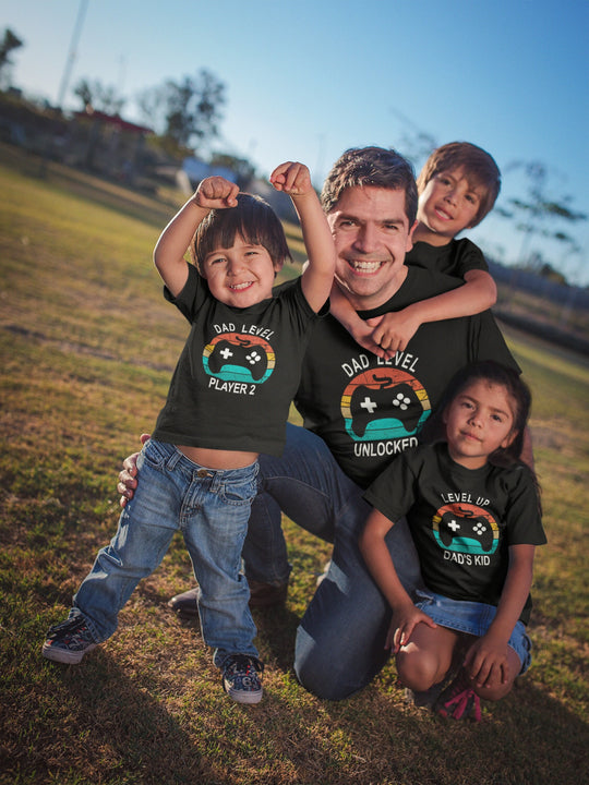Matching Dad Level Unlocked T-shirts