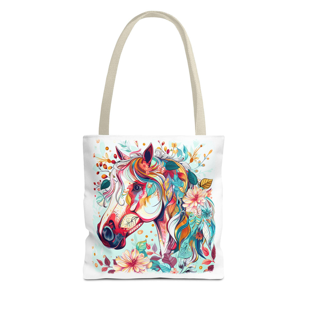 Colorful Horse Tote Bag: Boho Equestrian Market Bag
