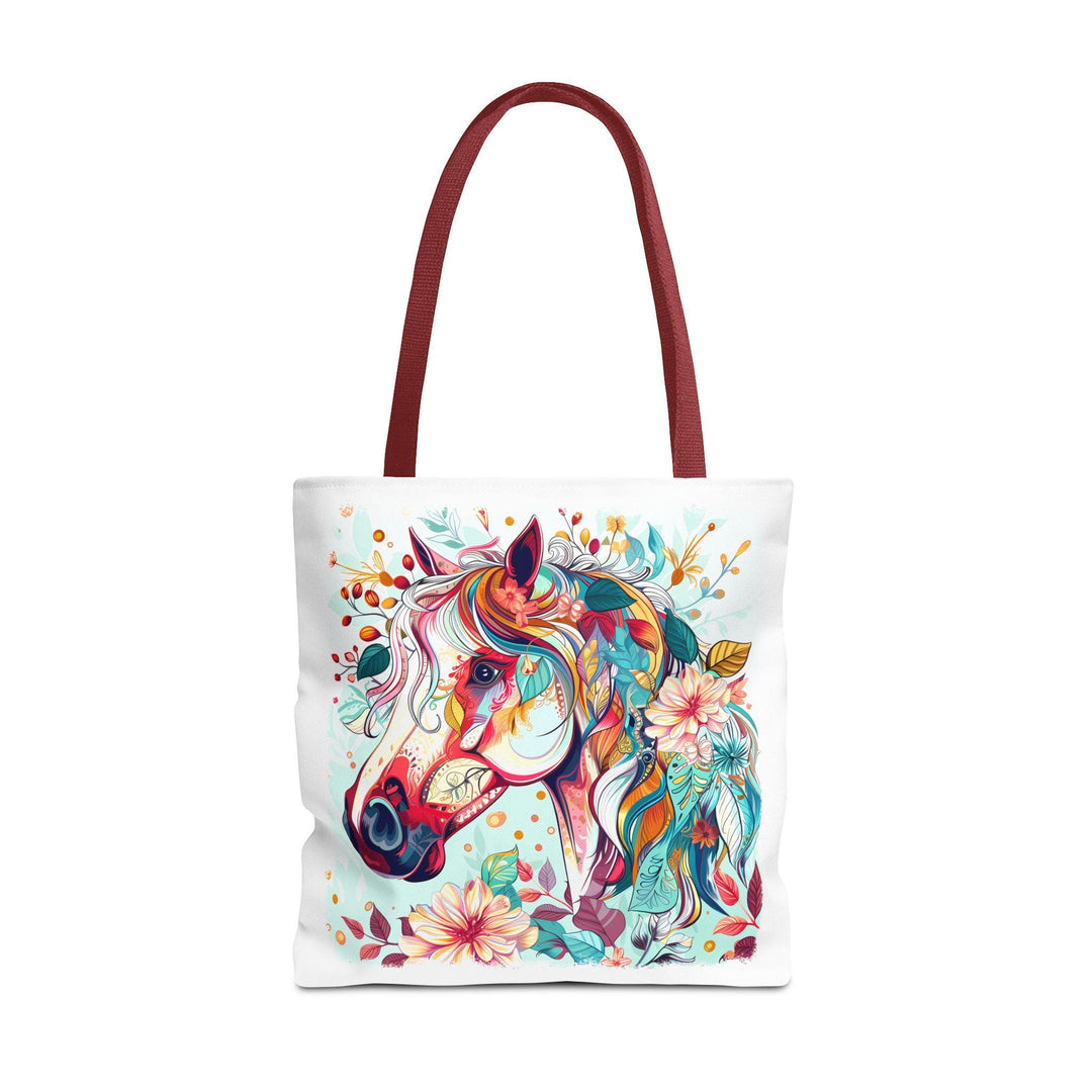Colorful Horse Tote Bag: Boho Equestrian Market Bag