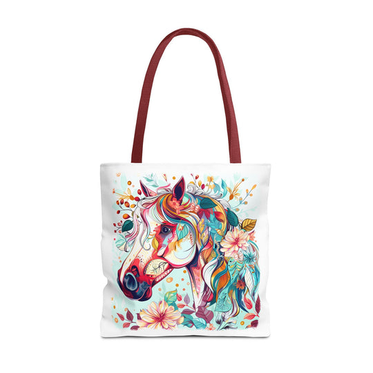 Colorful Horse Tote Bag: Boho Equestrian Market Bag