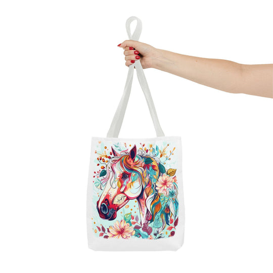 Colorful Horse Tote Bag: Boho Equestrian Market Bag