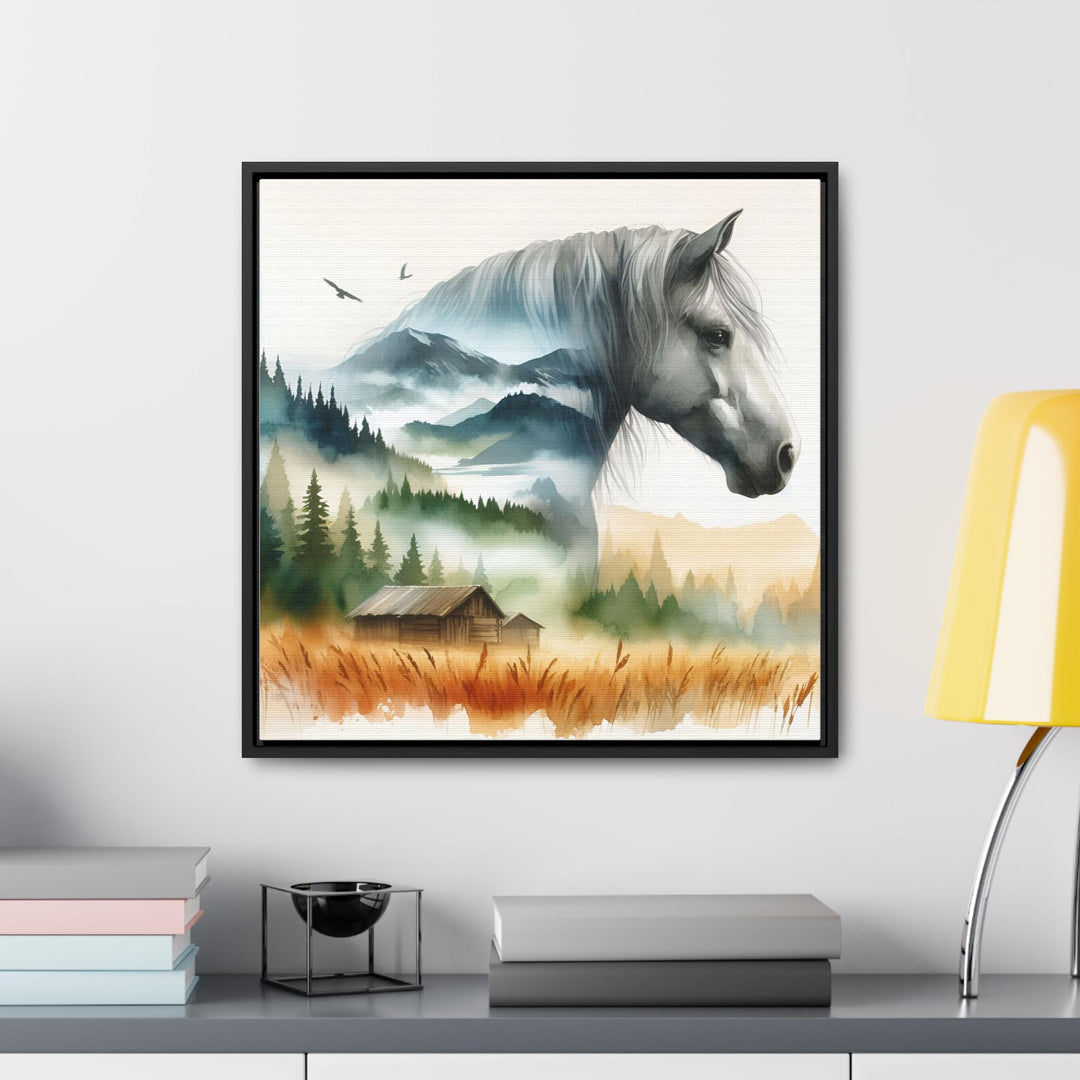 Watercolor Grey Horse Canvas Art
