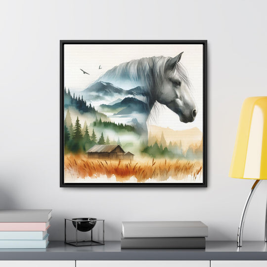 Watercolor Grey Horse Canvas Art