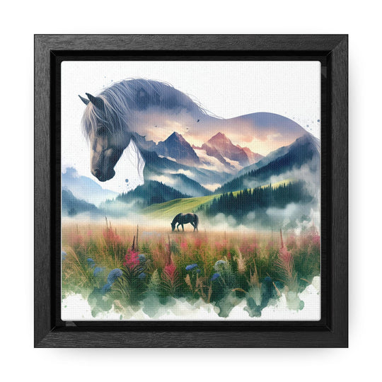 Wildflower Horse Watercolor Framed Canvas Print