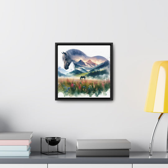 Wildflower Horse Watercolor Framed Canvas Print