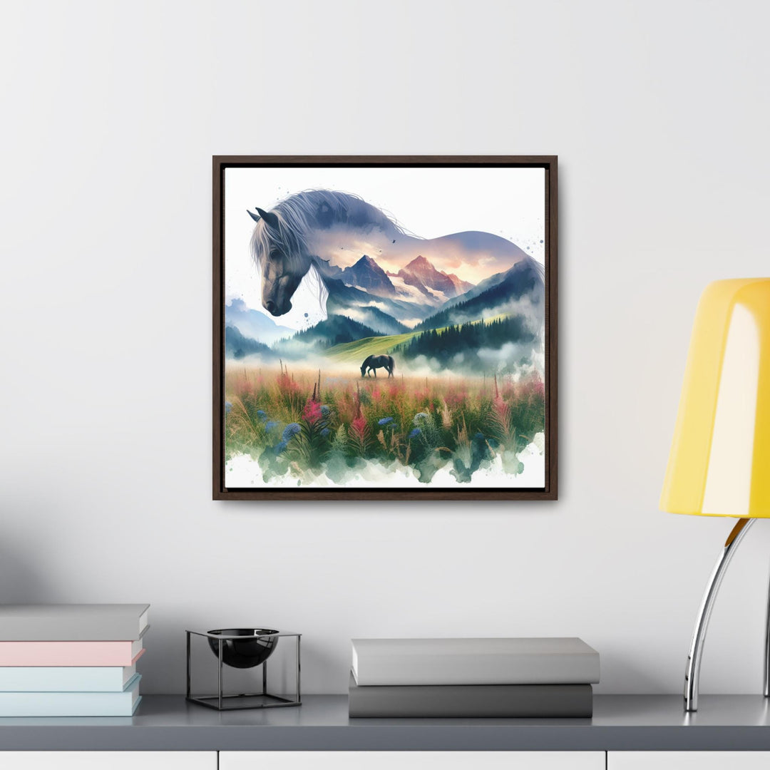 Wildflower Horse Watercolor Framed Canvas Print