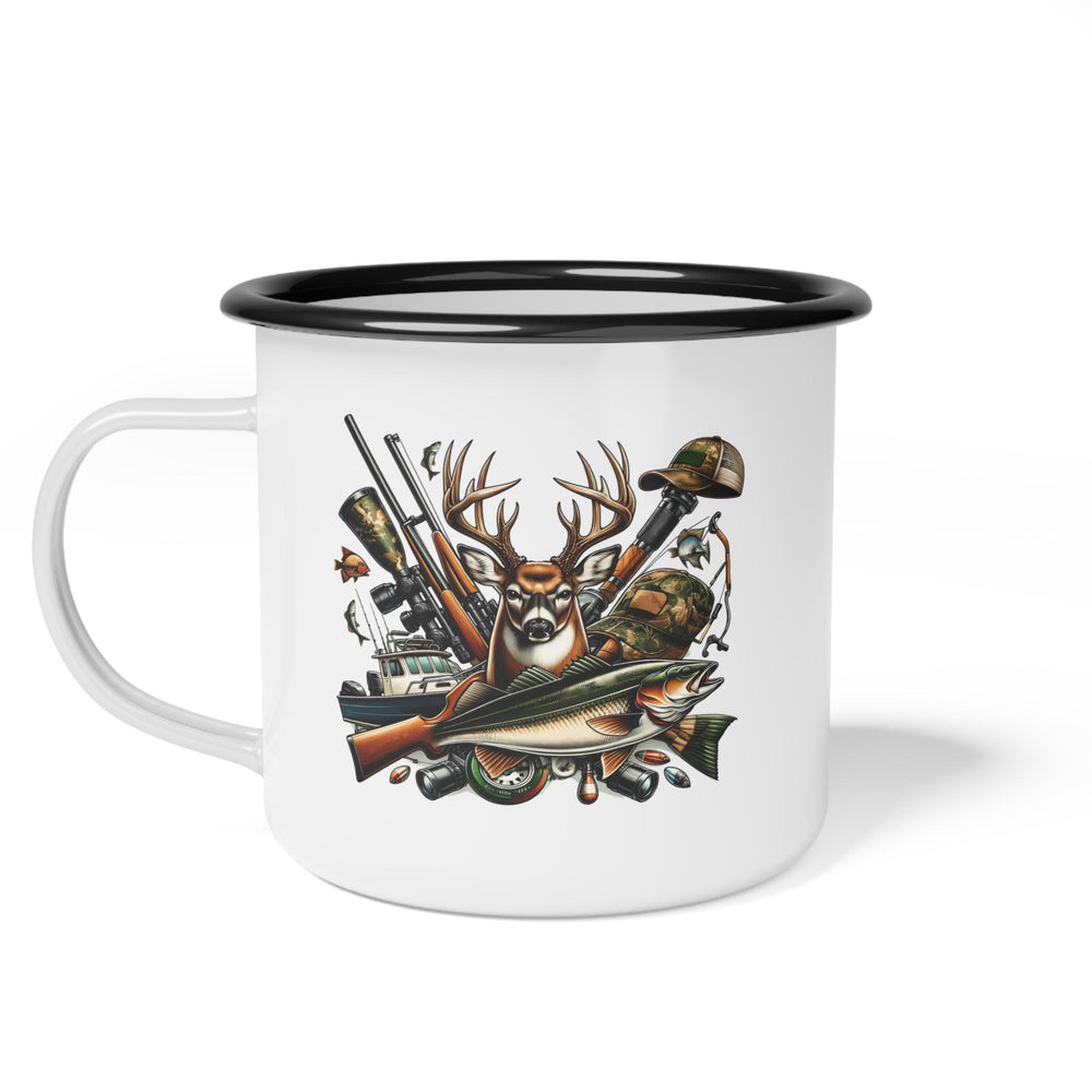 12oz Retro Hunting & Fishing Enamel Camp Mug
