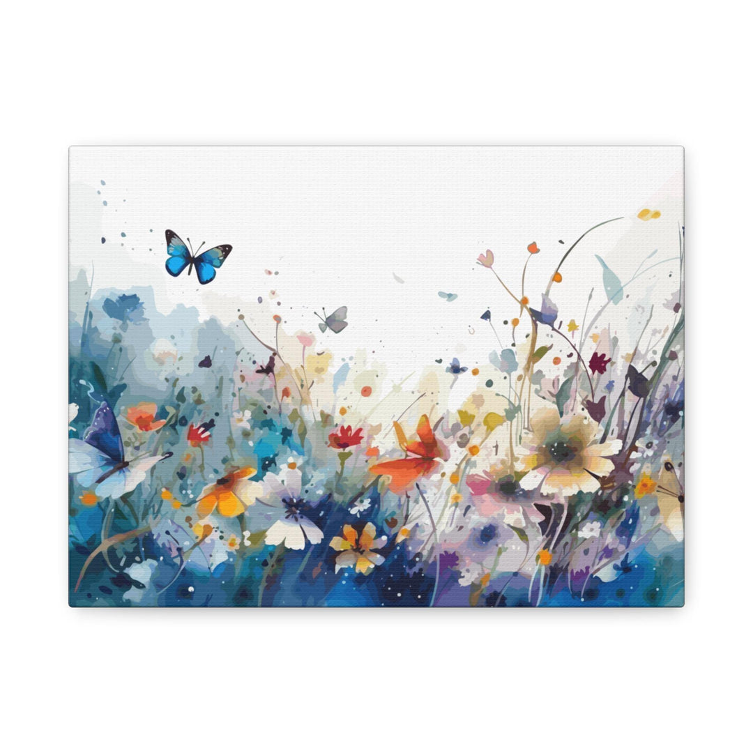 Watercolor Meadow Canvas Floral &amp; Butterfly Wall Art