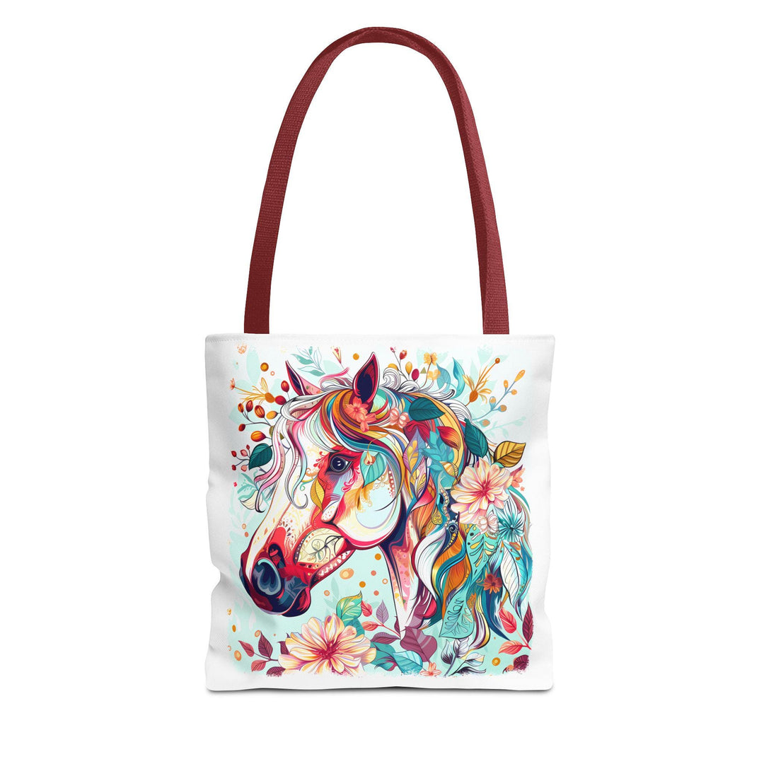 Colorful Horse Tote Bag: Boho Equestrian Market Bag