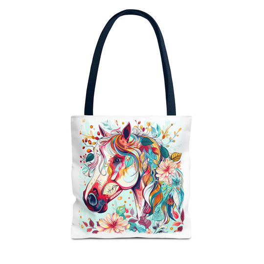 Colorful Horse Tote Bag: Boho Equestrian Market Bag