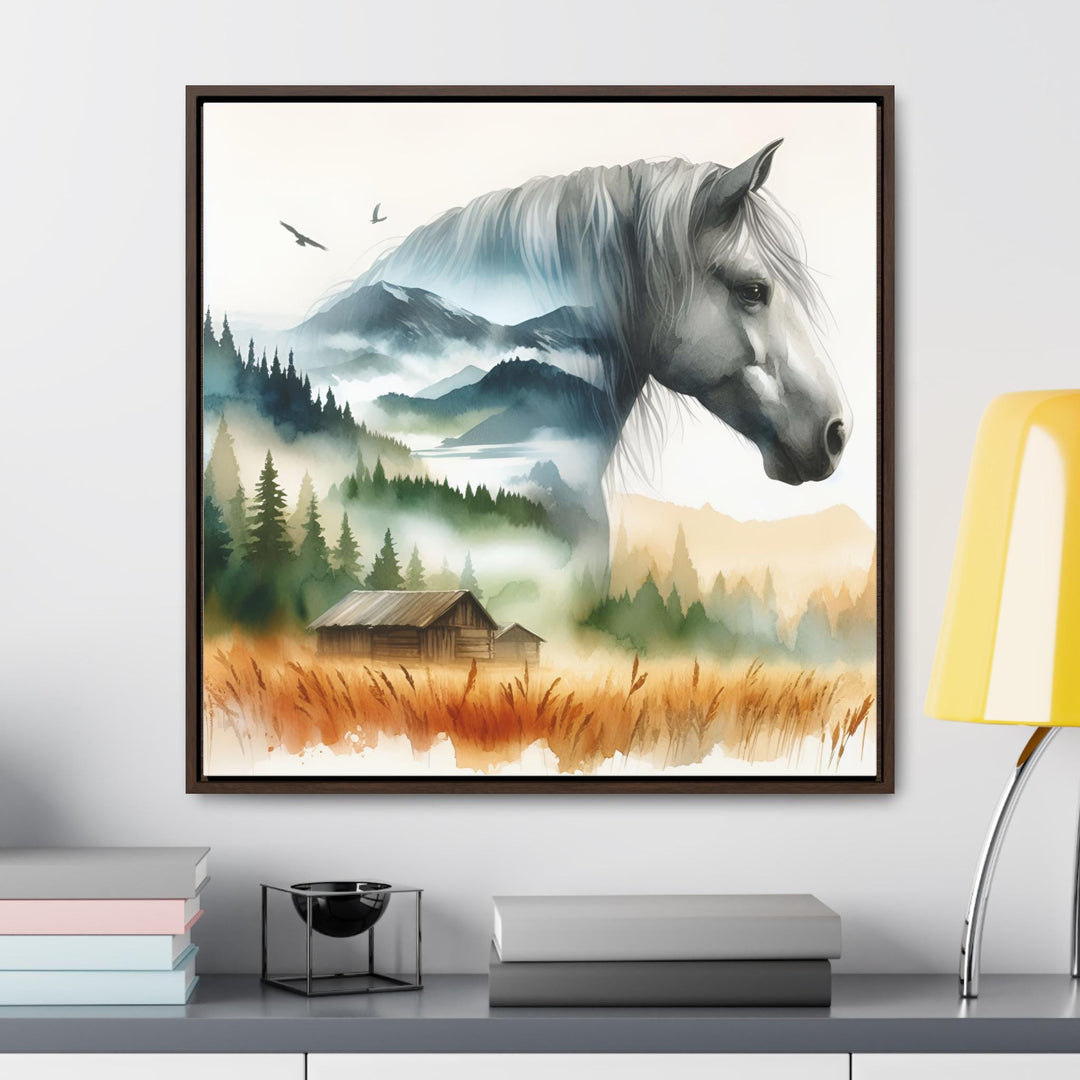 Watercolor Grey Horse Canvas Art