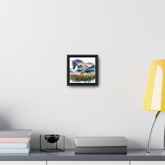 Wildflower Horse Watercolor Framed Canvas Print