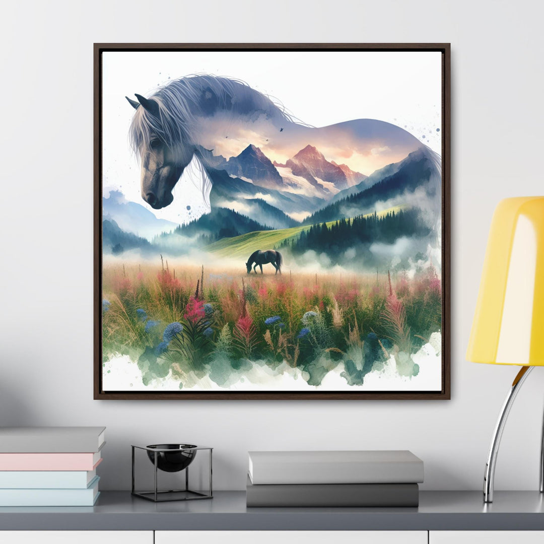 Wildflower Horse Watercolor Framed Canvas Print