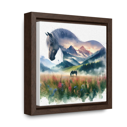 Wildflower Horse Watercolor Framed Canvas Print