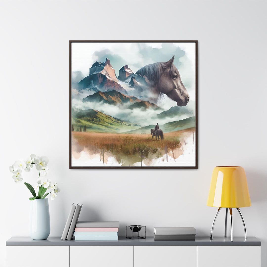 Watercolor Landscape Horse Canvas Print