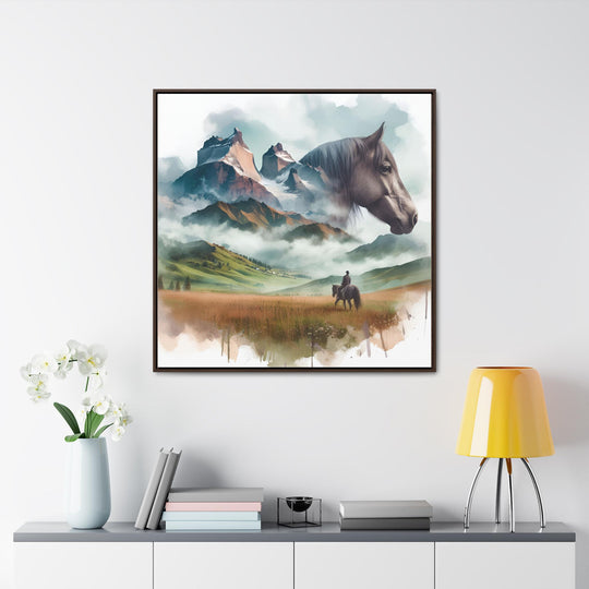 Watercolor Landscape Horse Canvas Print