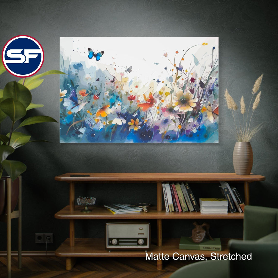 Watercolor Butterfly Meadow Canvas Art