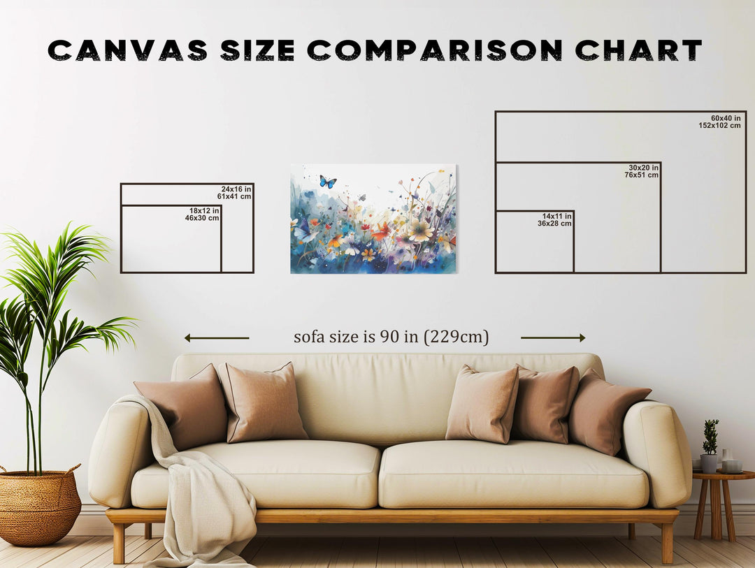 Watercolor Butterfly Meadow Canvas Art