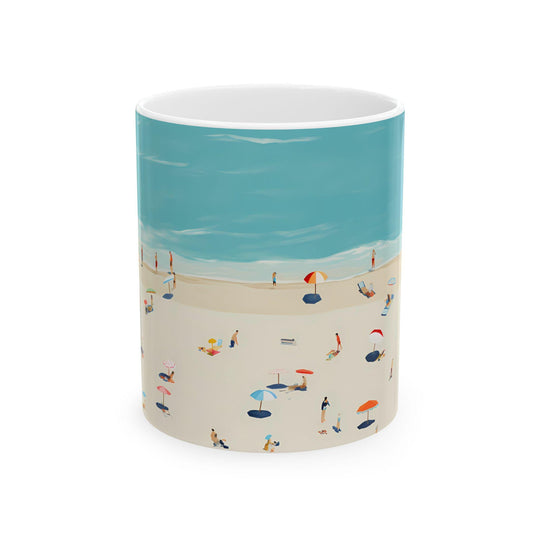 Beach Scene Ceramic Mug: Summer Vacation Drinkware