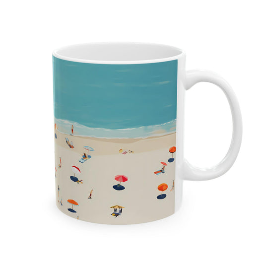 Beach Scene Ceramic Mug: Summer Vacation Drinkware