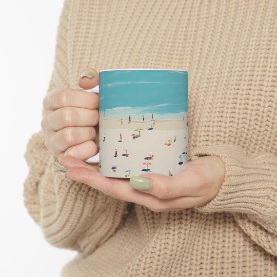 Beach Scene Ceramic Mug: Summer Vacation Drinkware