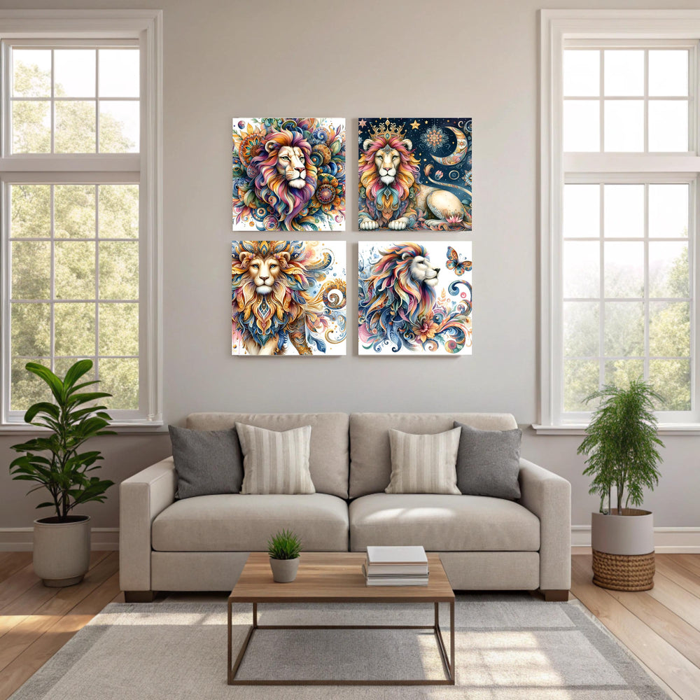 Bohemian Lion Floral Art Canvas