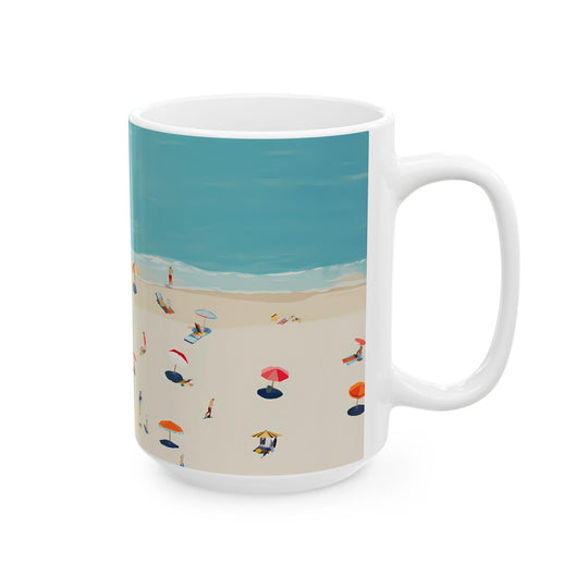 Beach Scene Ceramic Mug: Summer Vacation Drinkware