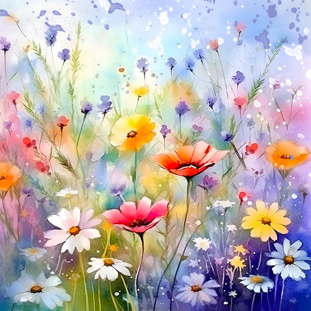 Vibrant Wildflower Watercolor Floral Art (Digital Download)