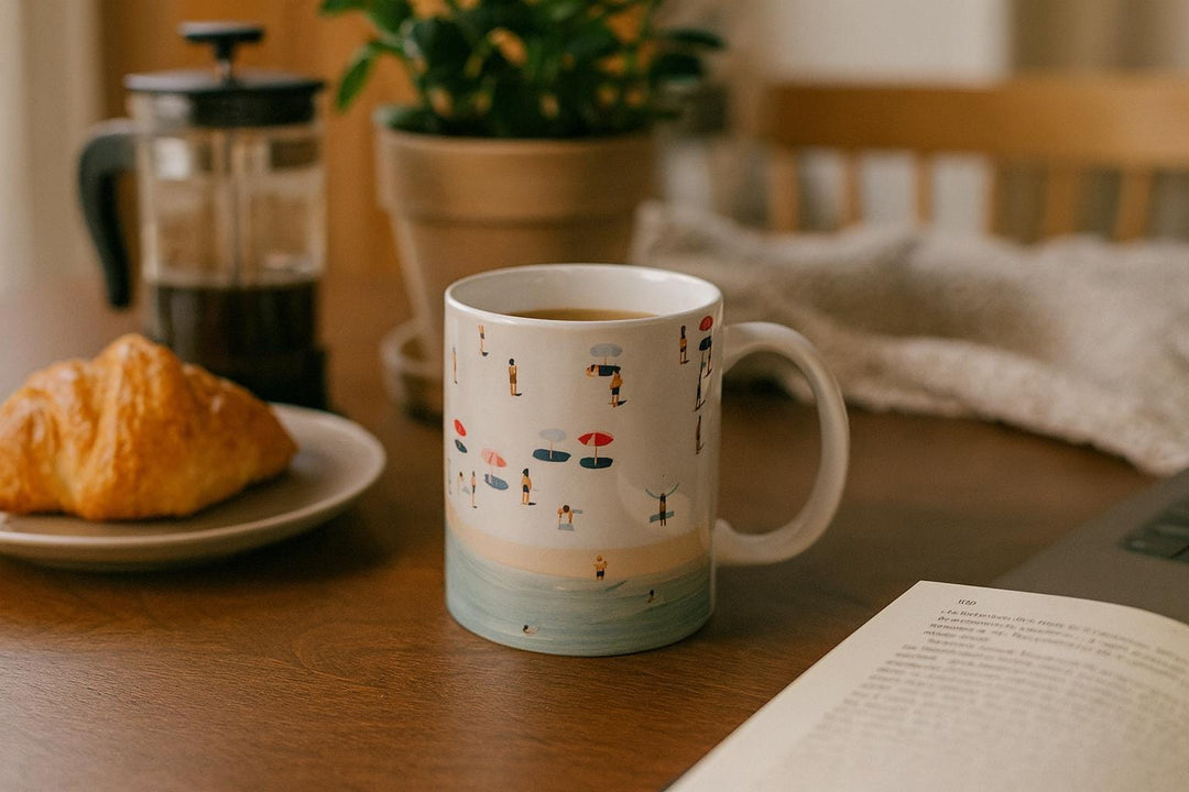 Beach Vibes Ceramic Coffee Mug: Summer Vacation Memento