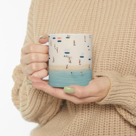 Beach Vibes Ceramic Coffee Mug: Summer Vacation Memento