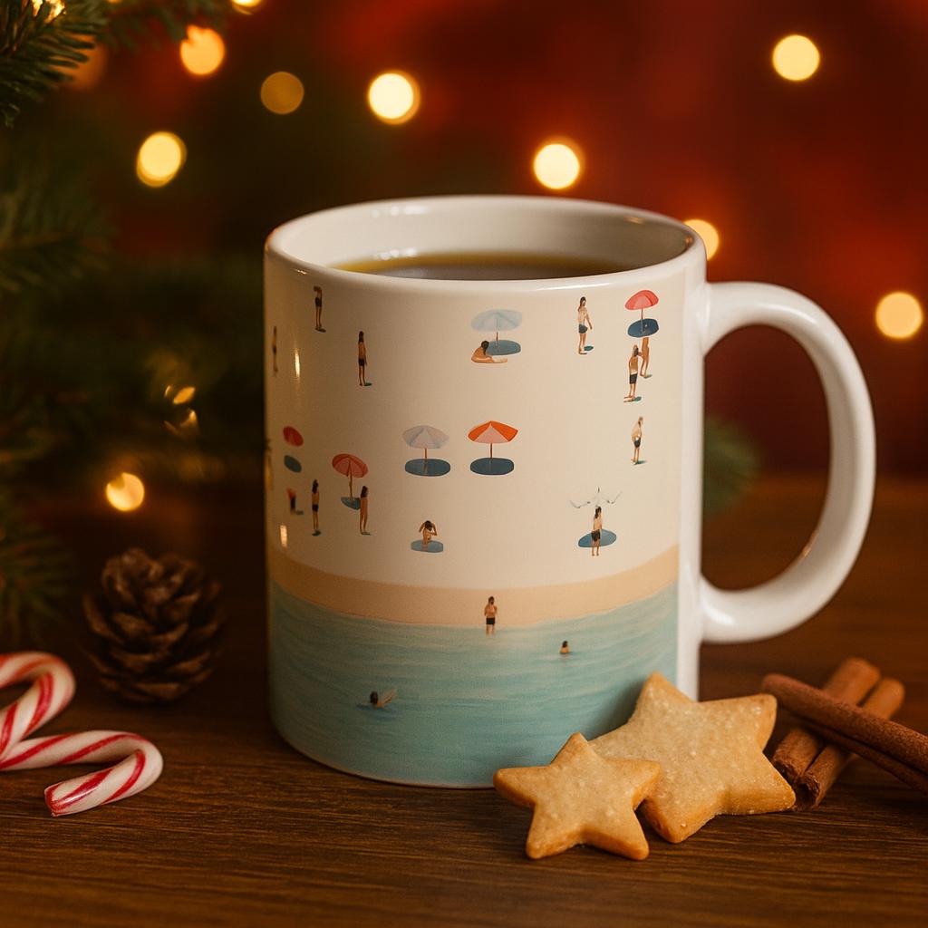 Beach Vibes Ceramic Coffee Mug: Summer Vacation Memento