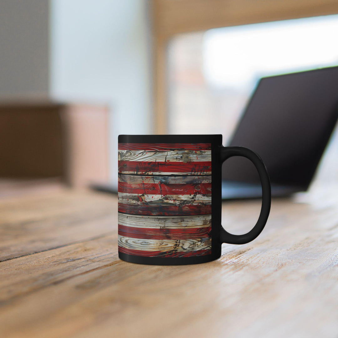 Rustic American Flag Mug, Glossy Ceramic Coffee Cup (11oz)
