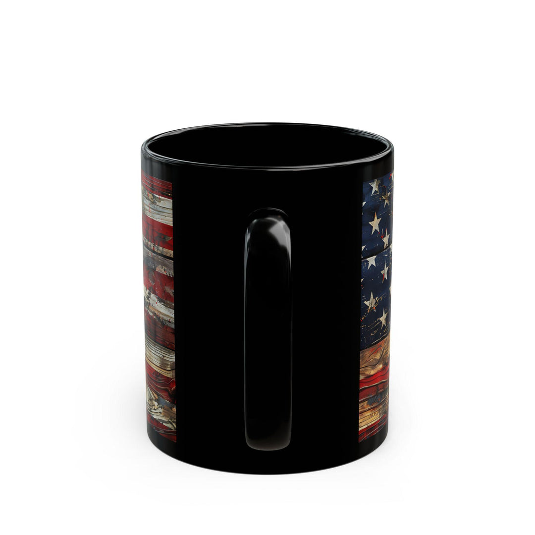 Rustic American Flag Mug, Glossy Ceramic Coffee Cup (11oz)
