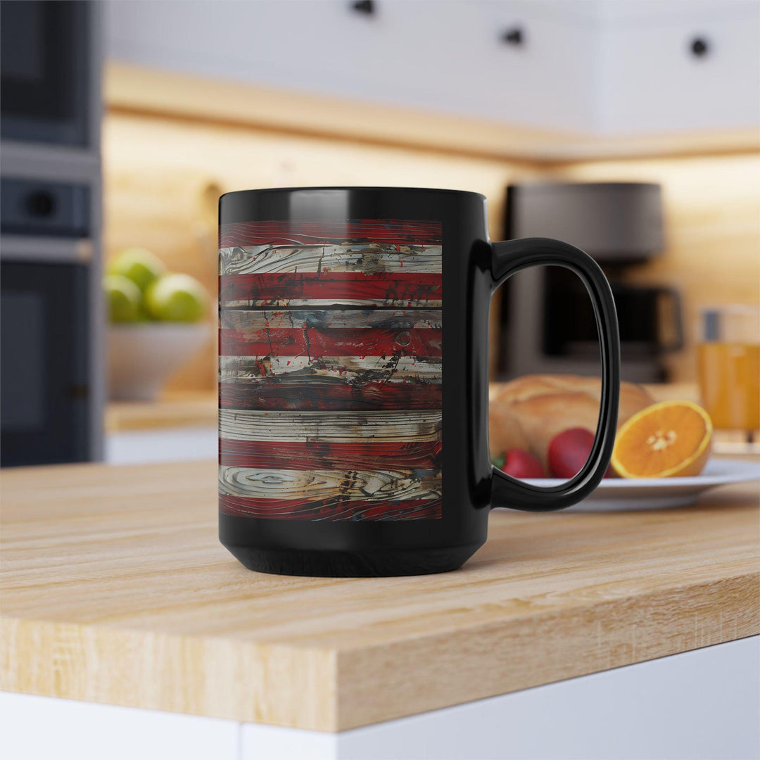 Rustic American Flag Mug, Glossy Ceramic Coffee Cup (11oz)