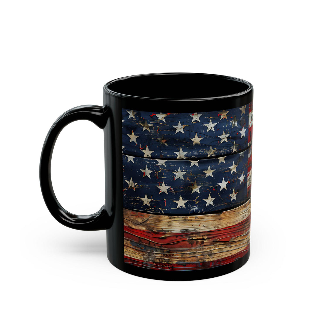 Rustic American Flag Mug, Glossy Ceramic Coffee Cup (11oz)