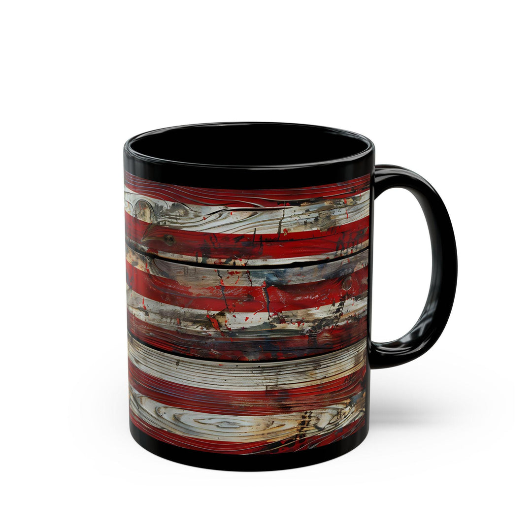 Rustic American Flag Mug, Glossy Ceramic Coffee Cup (11oz)