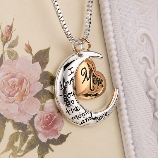 Two-Tone Moon &amp; Heart Love Necklace