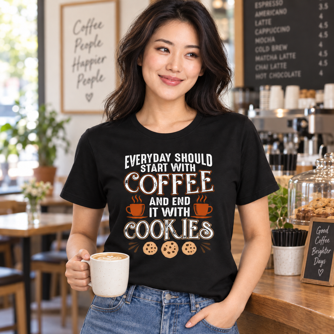 Coffee &amp; Cookies Tee – Cozy Gift for Coffee Lovers