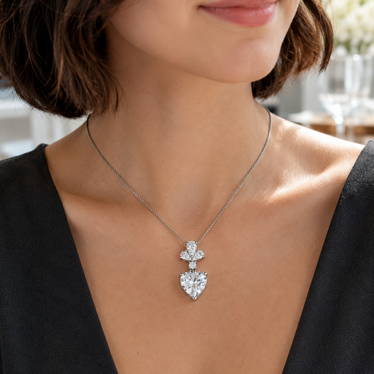 Sterling Silver Heart Cubic Zirconia Necklace