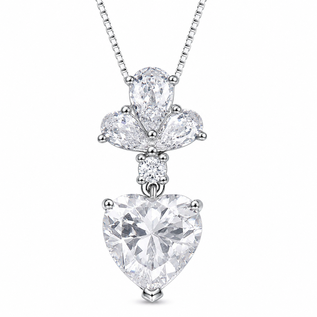 Sterling Silver Heart Cubic Zirconia Necklace