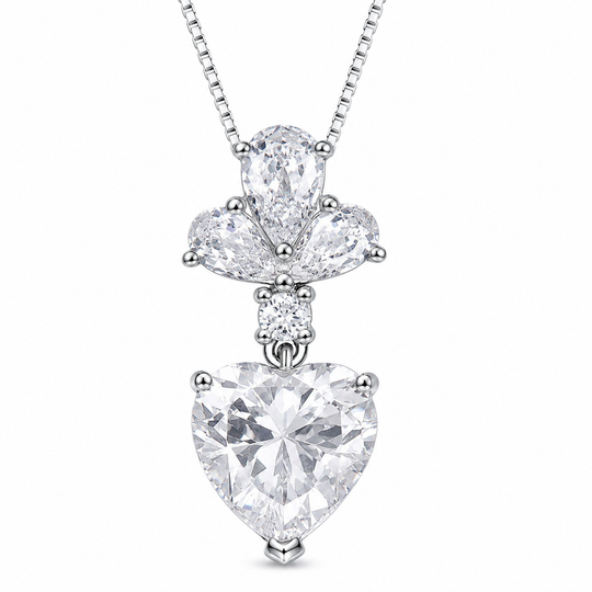 Sterling Silver Heart Cubic Zirconia Necklace