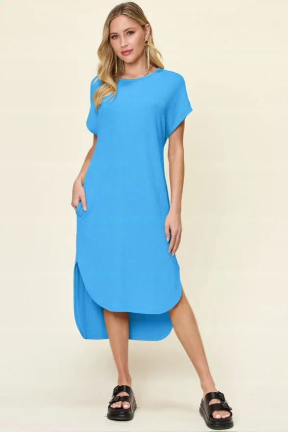 Women’s Relaxed High-Low Slit Midi Dress